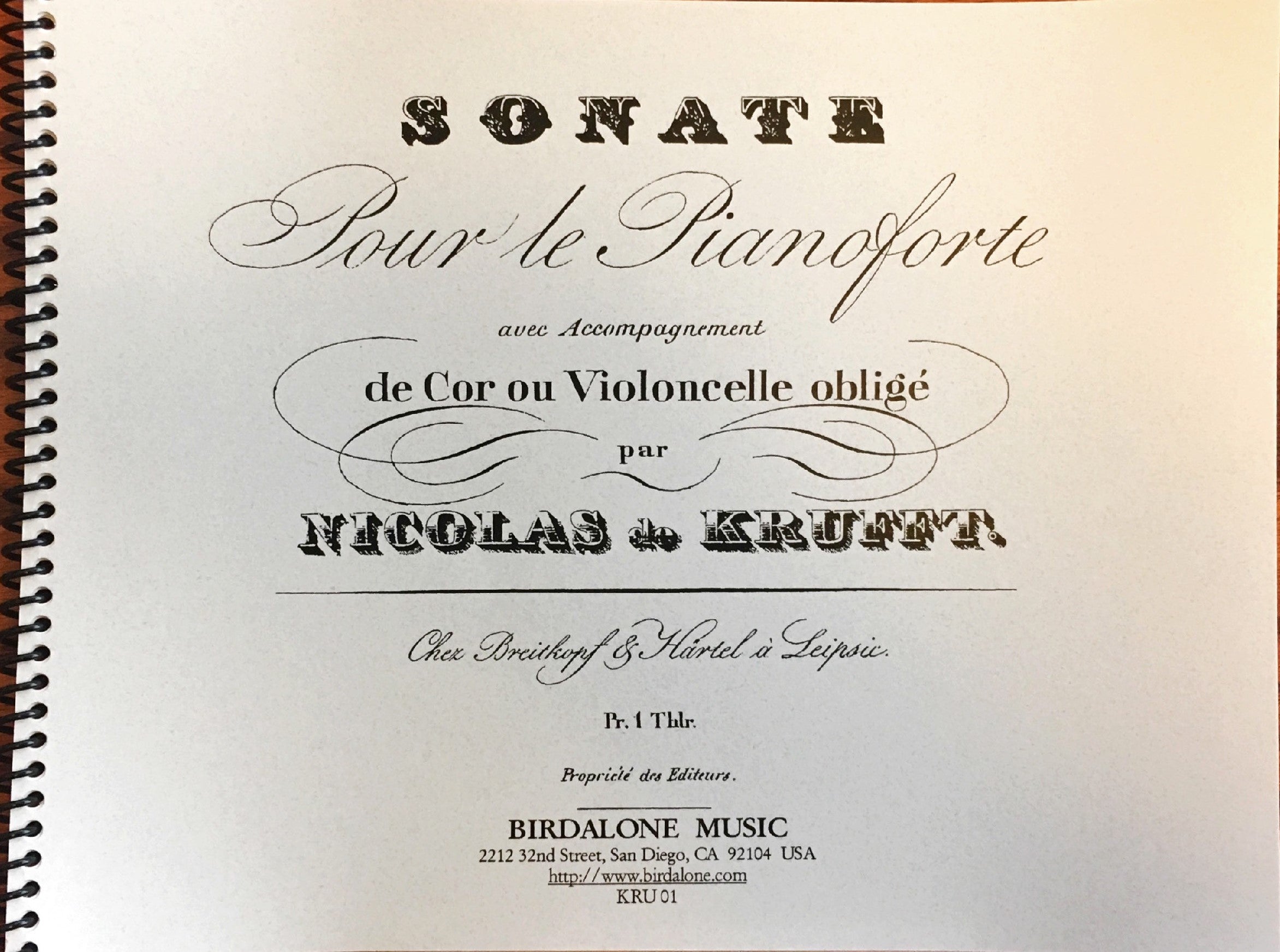 Krufft, Nicolas de (1779-1818): Sonata in E Major for Horn
