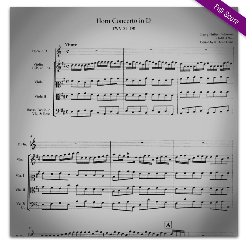 Telemann, G.P (1681-1767): Concerto for Horn in D Major, TWV 51:D8
