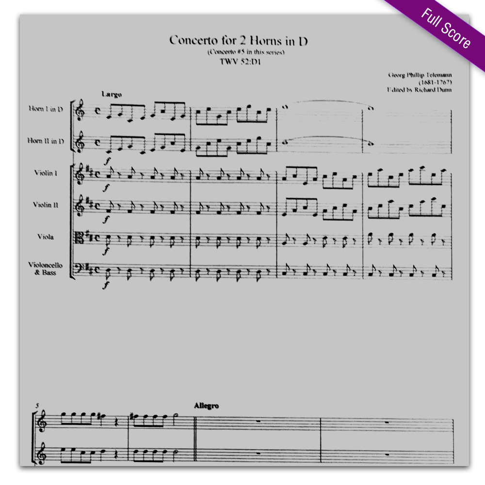 Telemann, G.P (1681-1767): Concerto for 2 Horns in D Major, TWV 52:D1