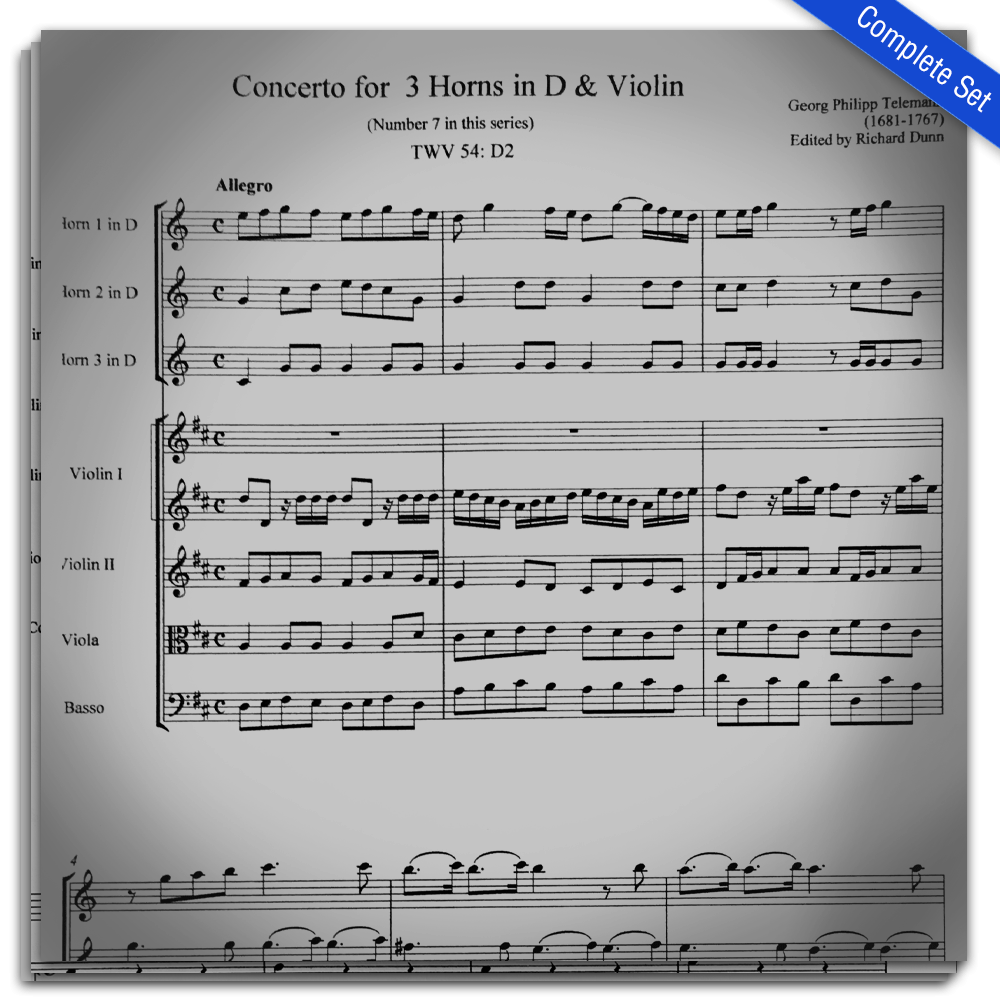 Telemann, G.P (1681-1767): Concerto for 3 Horns in D & Violin, TWV Telemann, G.P (1681-1767): Concerto for 3 Horns in D & Violin, TWV