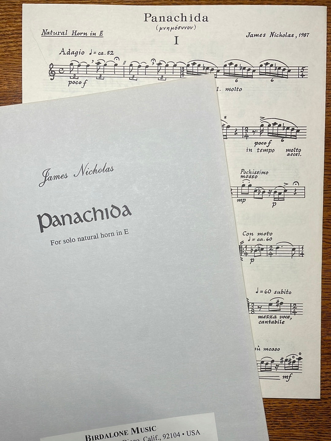 Panachida Nicholas, James: Panachida for Unaccompanied Horn – Birdalone Books & Music