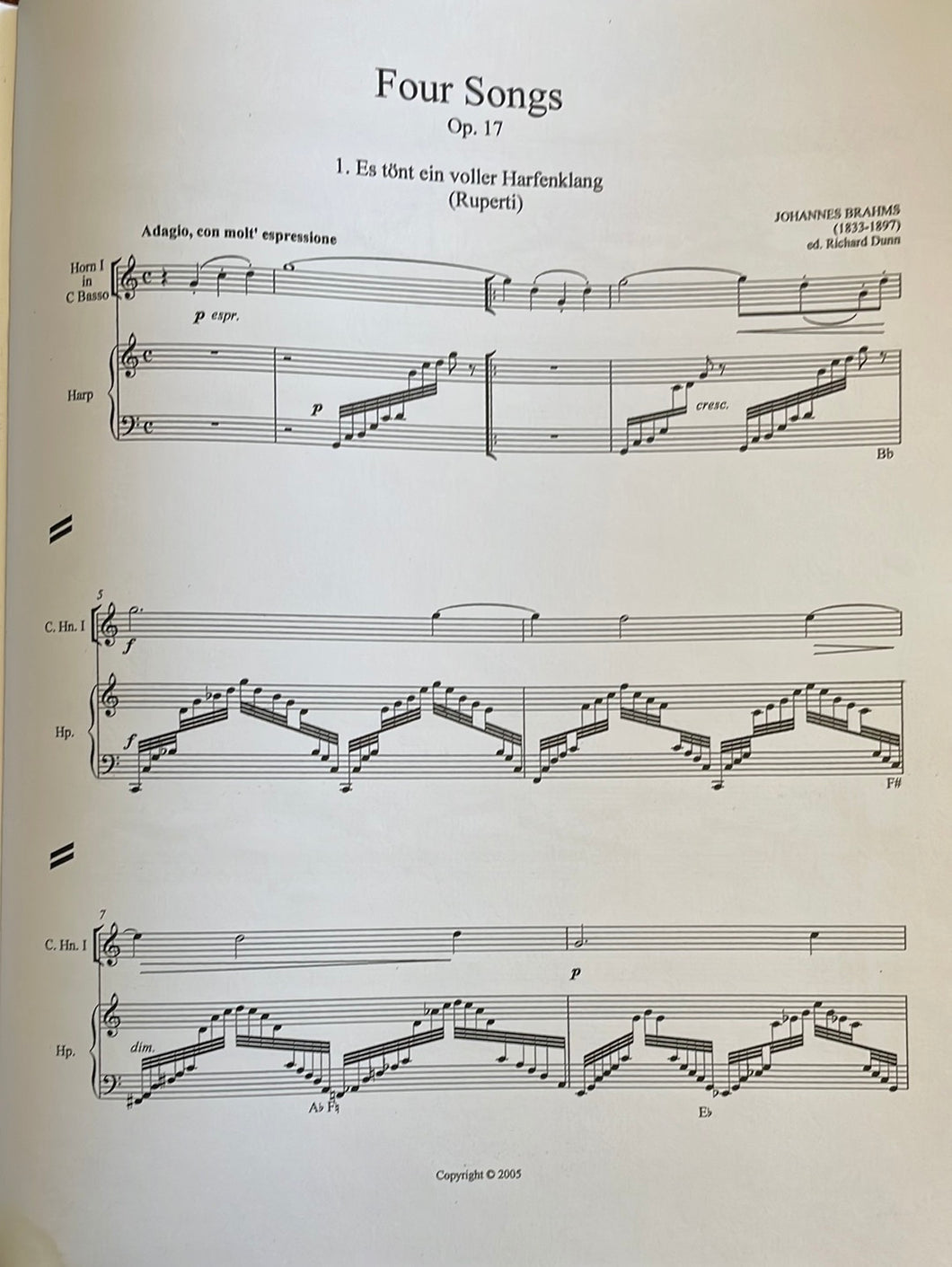 Brahms, J (1833-1897): Four Songs, op.17