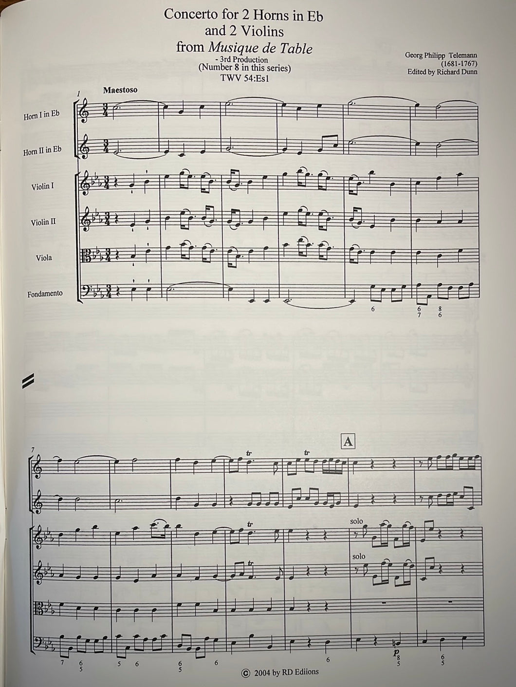 Telemann, G.P. (1681-1767): Concerto in E Flat for 2 Horns, TWV 54:Es1