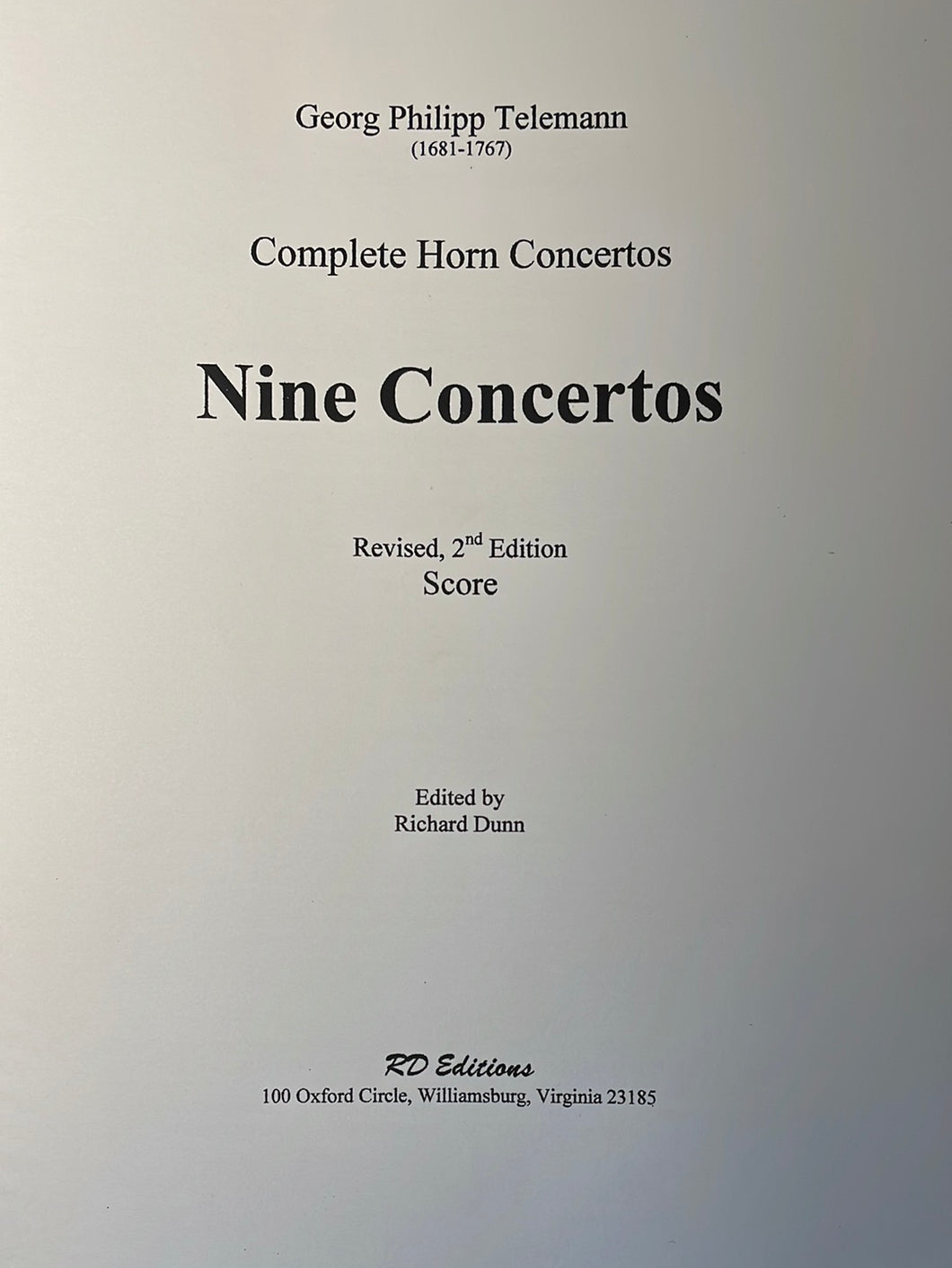 Telemann, G.P. (1681-1767): Complete Horn Concertos (Revised 2nd ed, Scores)